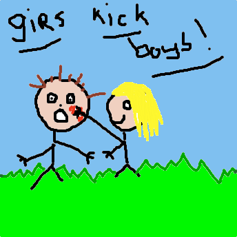 Girls kick boys!